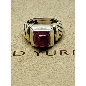 David Yurman Sterling Silver 925 14k 585  Gold & Pink Tourmaline Ring